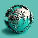 world globe made of silver