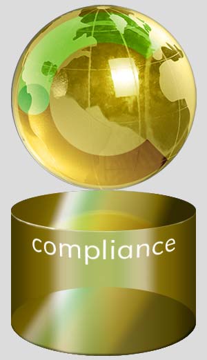 compliance globe on pillar
